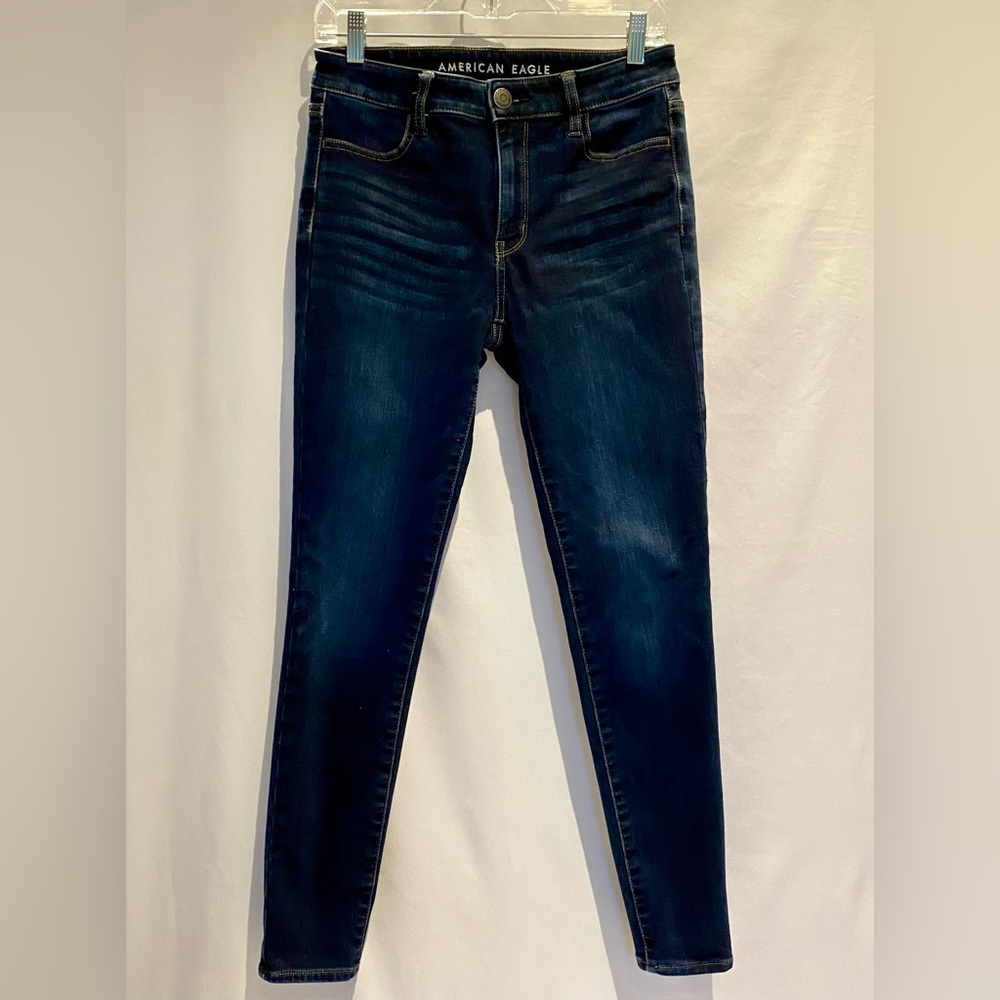 American Eagle Dark Wash Hi-Rise Stretch Jeggings, size 8L
